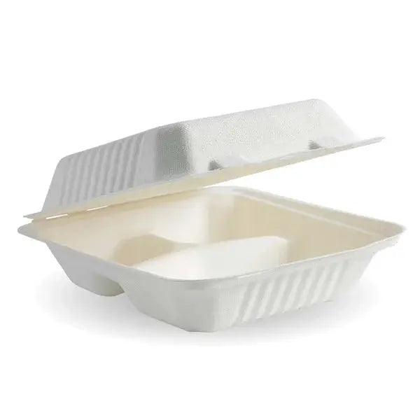 BioPak Biocane - Plant Fibre Clamshell with Compartment  Takeaway Containers