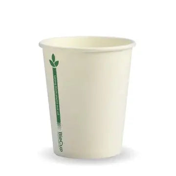 BioPak White Green Line Single Wall BioCup  Hot Cups