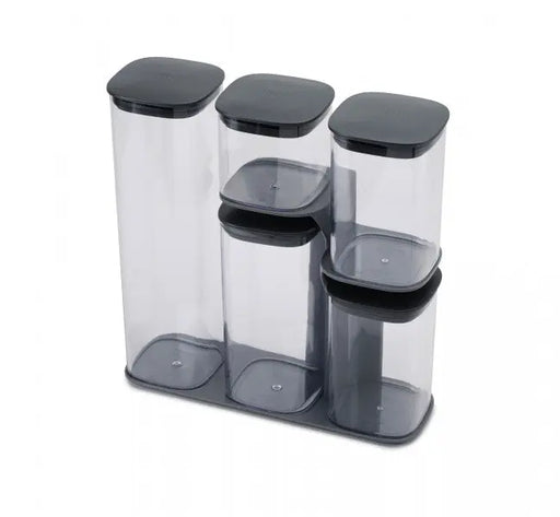Joseph Joseph Podium 5-piece storage jar set with stand - Grey  Storage Set