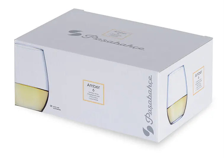 Pasabahce Amber Stemless Wine Glass 440ml Set 6  Wine Glasses