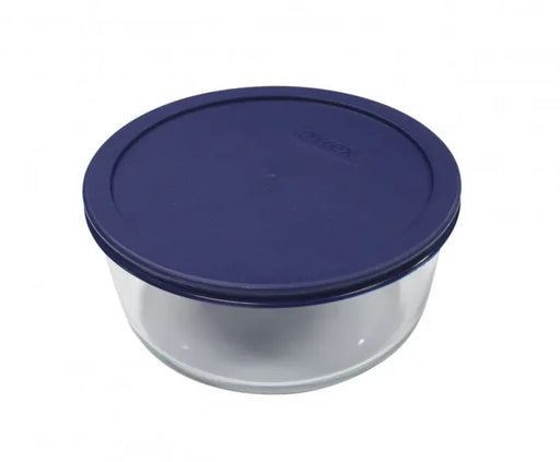 Pyrex Simply Store 4 Cup Round Container with Blue Lid  Meal Storage