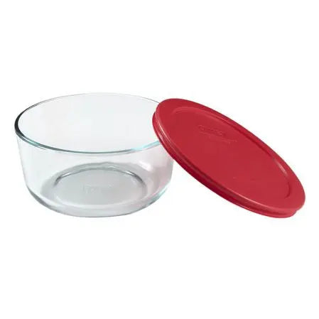 Pyrex Simply Store 4 Cup Round Container with Red Lid  Meal Storage