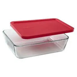 Pyrex Simply Store 6 Cup Rectangle Container with Red Lid  Meal Storage