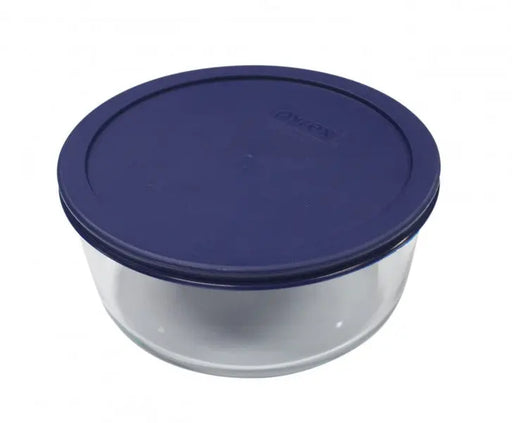 Pyrex Simply Store 7 Cup Round Container with Blue Lid  Meal Storage