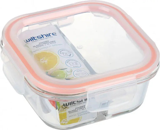 Wiltshire Square Glass Container with 2 Dividers 500ml  Meal Storage