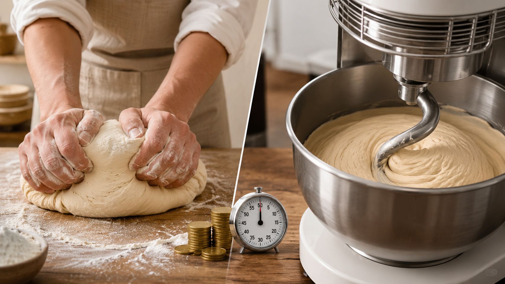 When Does a Spiral Mixer Become Cheaper Than Mixing by Hand?