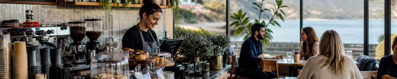 Cafe products in a real-world hospitality environment