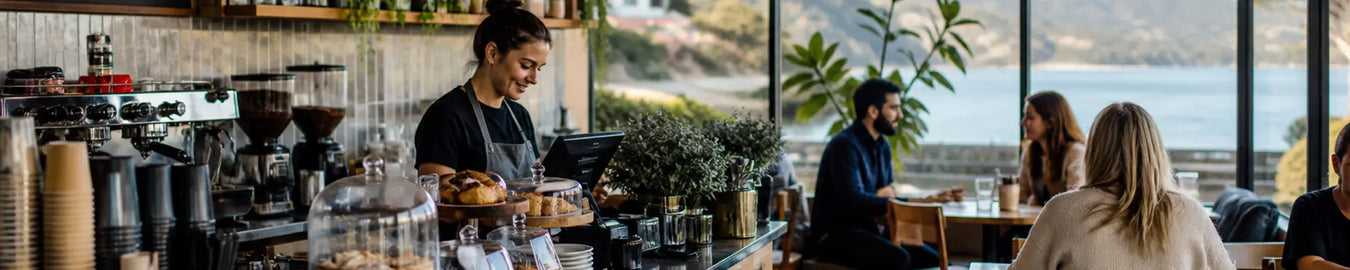 Cafe products in a real-world hospitality environment