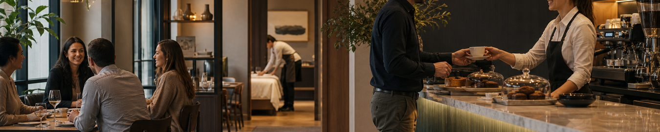 By Setting products in a real-world hospitality environment