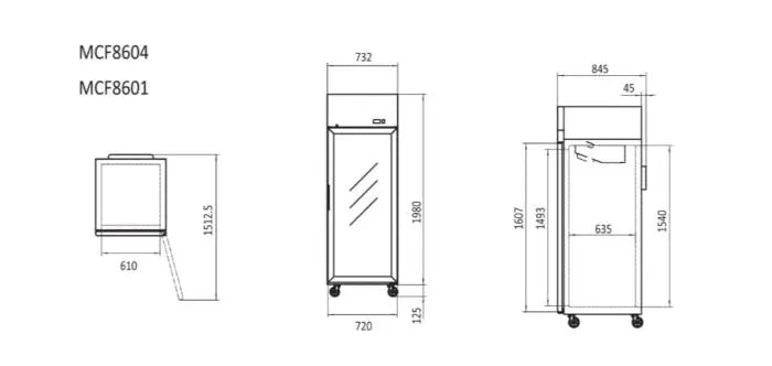 Atosa Glass Door Freezer Showcase GN2/1 Compatible  Upright Display Fridges