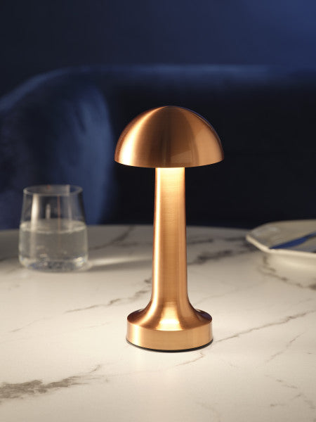 Tablekraft Ambience Thea Cordless LED Table Lamp - Brushed Copper detail image