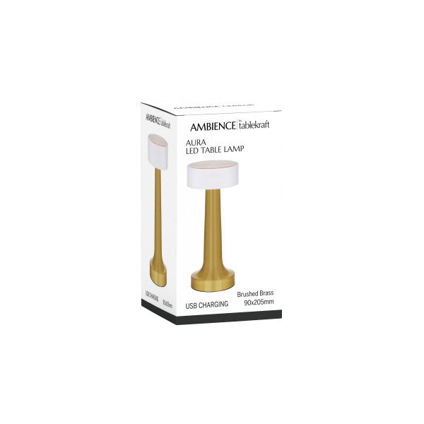 Tablekraft Ambience Aura Cordless LED Table Lamp - Brushed Brass in-use image