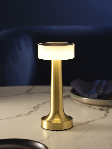Tablekraft Ambience Aura Cordless LED Table Lamp - Brushed Brass detail image