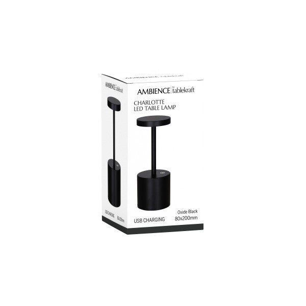 Tablekraft Ambience Charlotte Cordless LED Table Lamp - Oxide Black in-use image