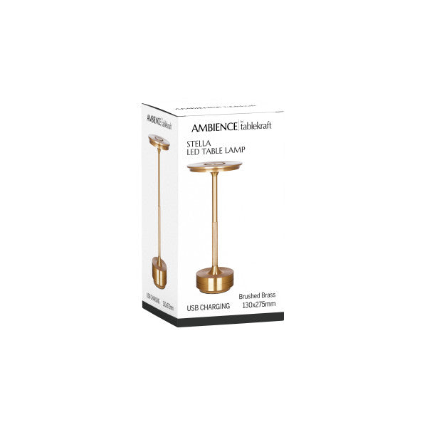 Tablekraft Ambience Stella Cordless LED Table Lamp - Brushed Brass in-use image