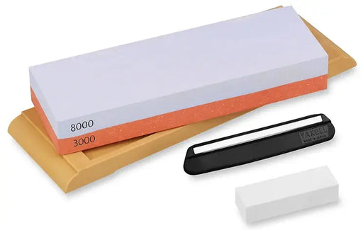 Yaxell 3000/8000 Water Stone (whetstone) With Angle Keeper and Base  Knife Sharpeners
