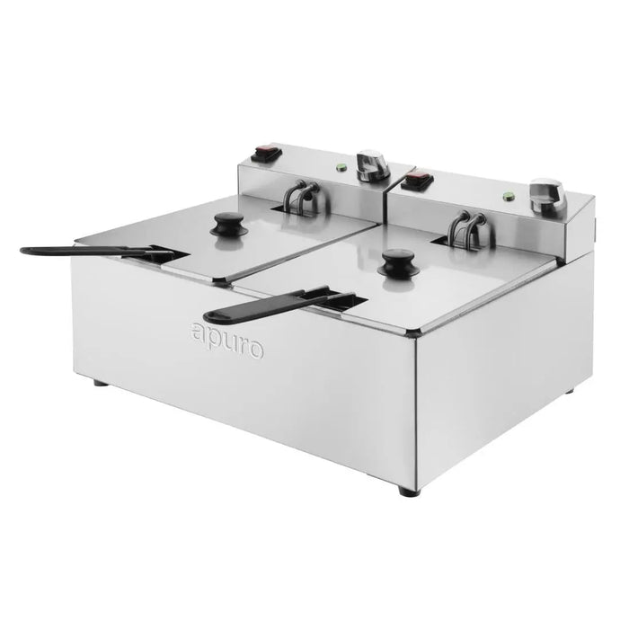 Apuro Twin Tank Fryer 2x5Ltr - CU619-A - Simply Hospitality NZ