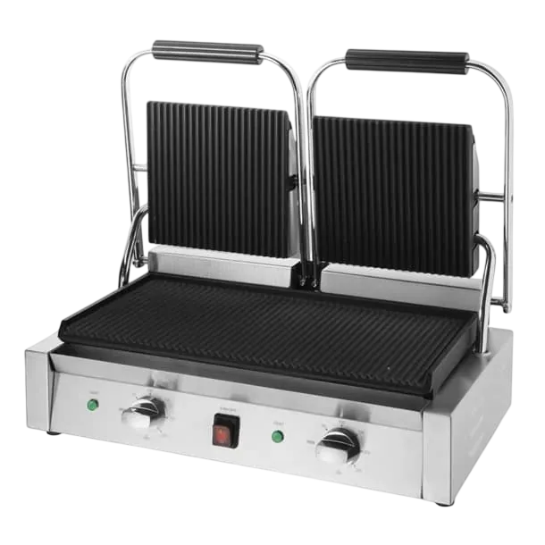 Apuro Bistro Double Contact Grill - Ribbed Plates - CU604-A - Simply Hospitality NZ