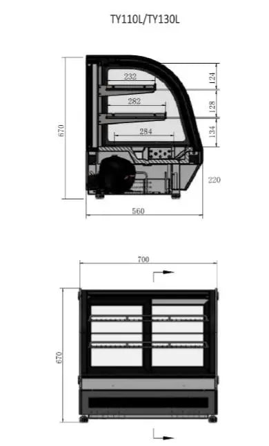 Atosa Countertop Round Case Showcase Fridge  Countertop Display Chilled