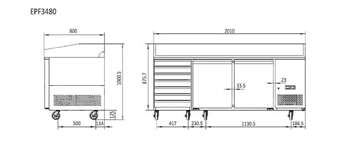 Atosa Pizza Table Fridge With Drawers  Preparation Fridges