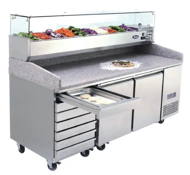 Atosa Pizza Table Fridge with Drawers - 2010mm - 2 Door & Drawers - EPF3480