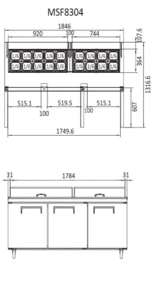 Atosa Sandwich Prep Table Fridge  Preparation Fridges