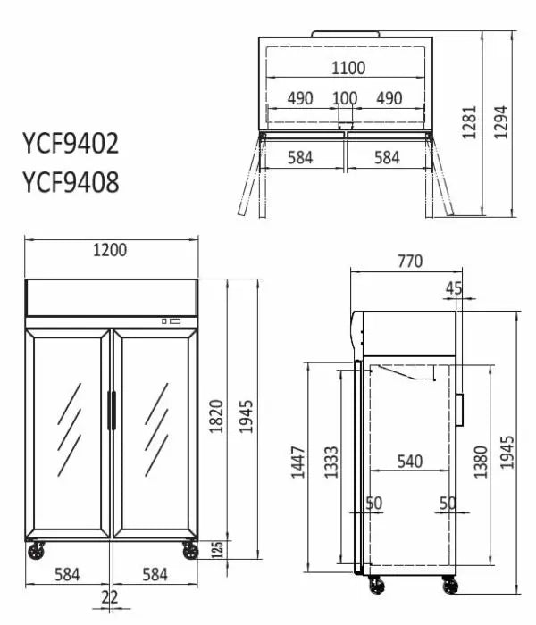 Atosa Showcase Freezer Single & Double Glass Door  Upright Display Freezers