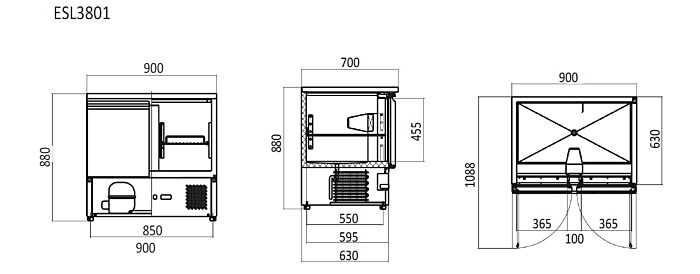 Atosa Saladette Fridge Table 900mm / 1365mm