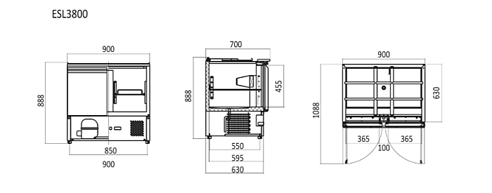 Atosa 2 Door Sliding Lid Saladette Fridge 900mm