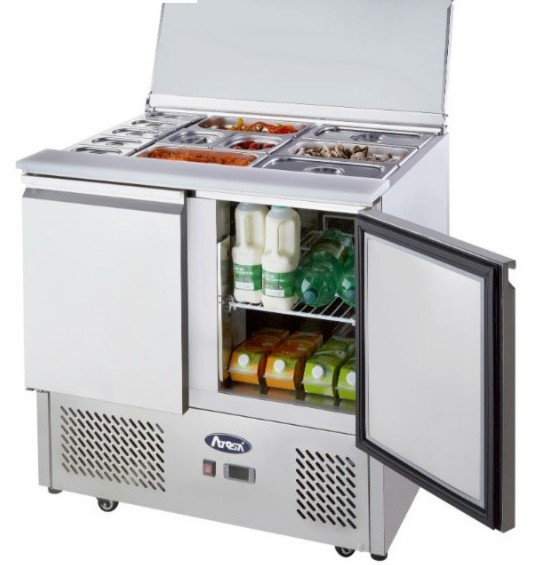 Atosa 2 Door Sliding Lid Saladette Fridge 900mm