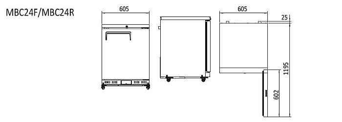 Atosa Chiller Freezer Cabinet Solid Door 605mm