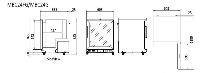 Atosa Chiller Fridge Cabinet Glass Door 605mm