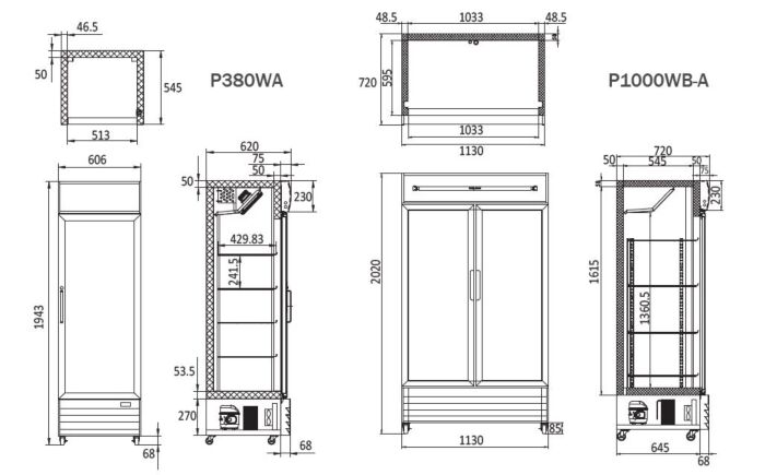 Atosa Glass Door Mounted Fridge