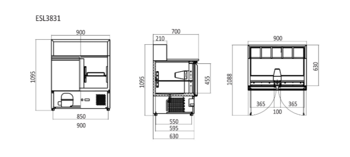 Atosa Pizzatable Marble Top Saladette Fridge 900mm