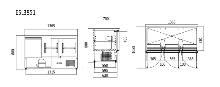 Atosa Saladette Fridge Table 900mm / 1365mm