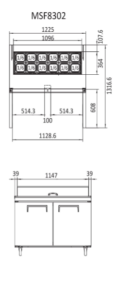 Atosa Sandwich Prep Table Fridge