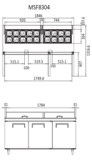 Atosa Sandwich Prep Table Fridge