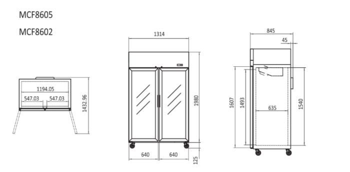 Atosa Glass Door Freezer Showcase GN2/1 Compatible