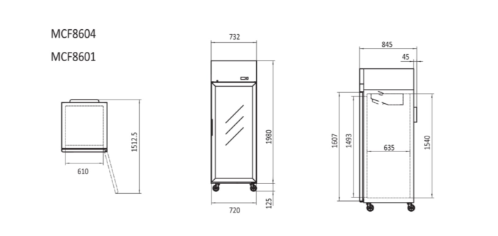 Atosa Glass Door Freezer Showcase GN2/1 Compatible