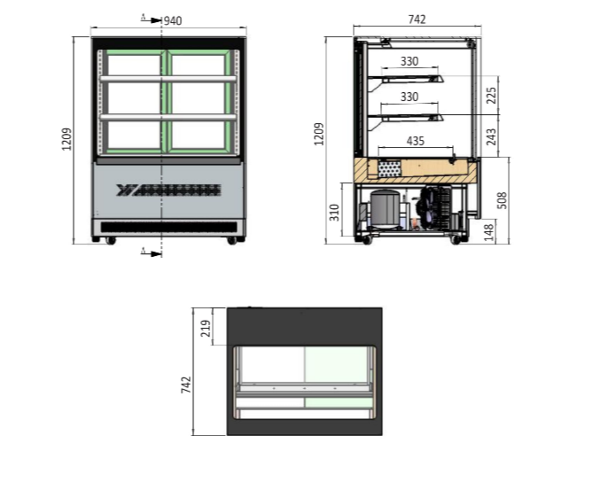 Atosa Upright Square Cake Showcase Fridge