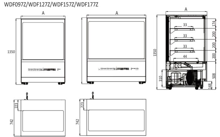 Atosa Upright Square Cake Showcase Fridge Large