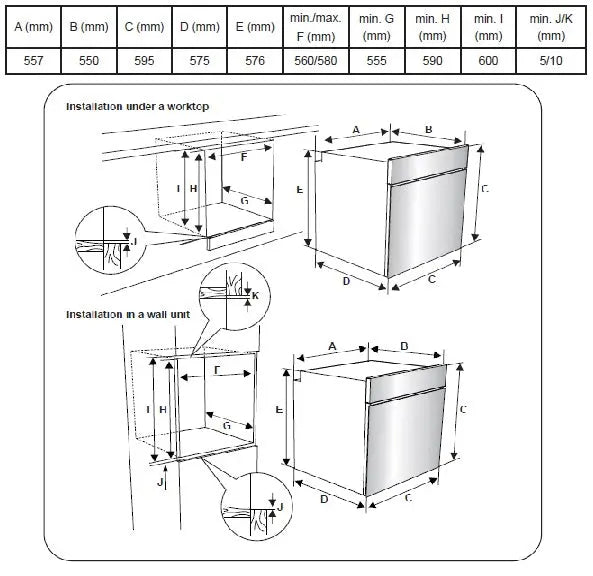 Award 10 Function Built-In Black Steel Oven  Ovens & Ranges