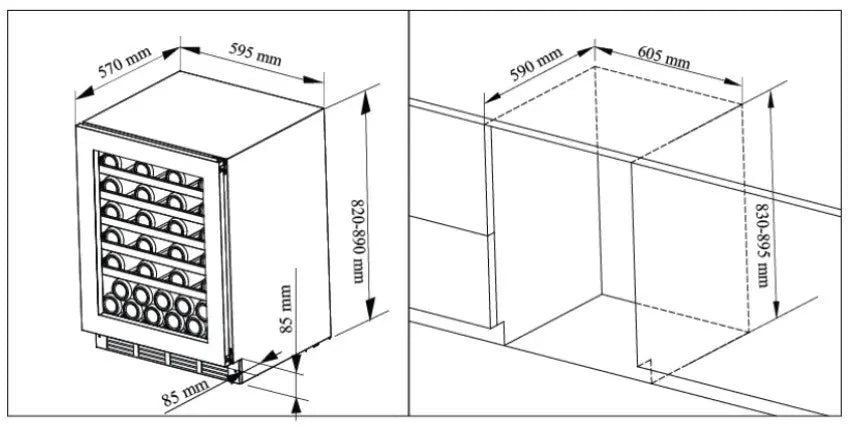 Award 60cm Undercounter Beverage Centre Black Glass 135L  Undercounter Fridges