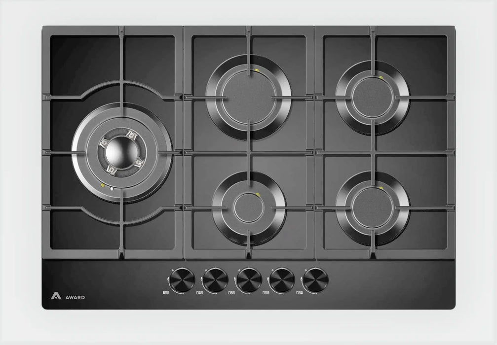 Award 75cm Black Glass Gas Hob  Hobs