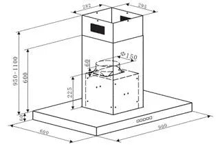Award 90cm Island Canopy Hood ICS92-SI  Rangehoods