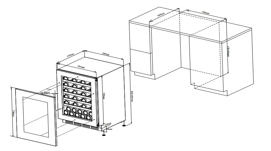 Award Advance Series 60cm Integrated Undercounter Wine Cabinet WCDZ60INT/1