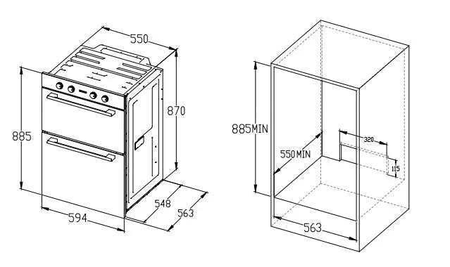 Award Built-In Double Oven 60cm  Ovens & Ranges