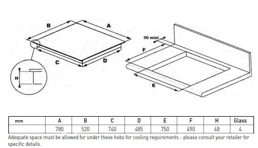 Award Built-In Flexi-Zone 78cm Induction Hob
