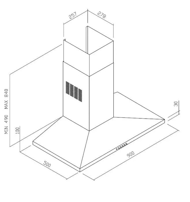 Award CHO82-90SI 90cm Low Noise Canopy Hood  Rangehoods