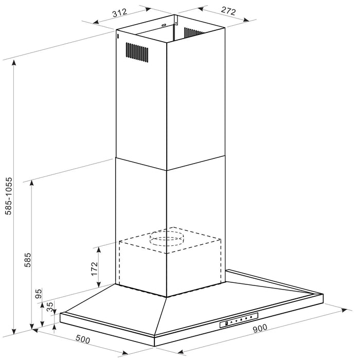 Award Low Profile 90cm Canopy Rangehood  Rangehoods